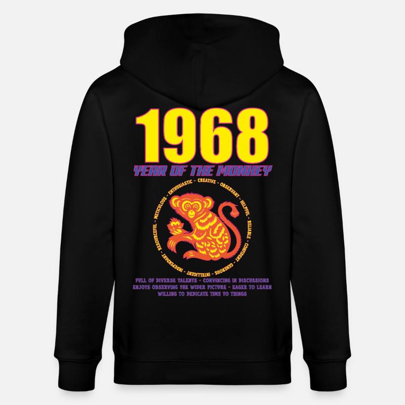 1968_MONKEY_fluor - Stanley/Stella Unisex Bio-Kapuzenjacke CULTIVATOR  - Schwarz