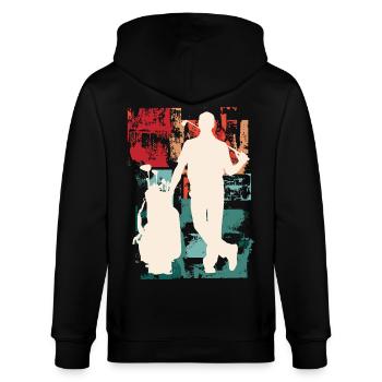 Golf Golfen Golfspieler Sport Hobby Club Vintage - Stanley/Stella Unisex Bio-Kapuzenjacke CULTIVATOR  - Schwarz - Hinten - Anna (173cm)