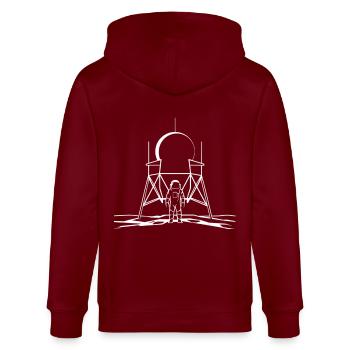 Mondlandung Erlebnis Für Weltraumfans - Stanley/Stella Unisex Bio-Kapuzenjacke CULTIVATOR  - Burgunderrot - Hinten - Anna (173cm)