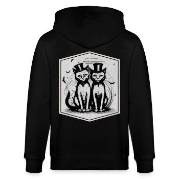 Süßes Katzenpaar an Halloween - Stanley/Stella Unisex Bio-Kapuzenjacke CULTIVATOR  - Schwarz - Hinten - Anna (173cm)