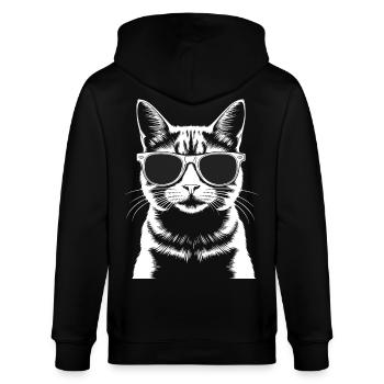 Katze mit Brille - Stanley/Stella Unisex Bio-Kapuzenjacke CULTIVATOR  - Schwarz - Hinten - Anna (173cm)