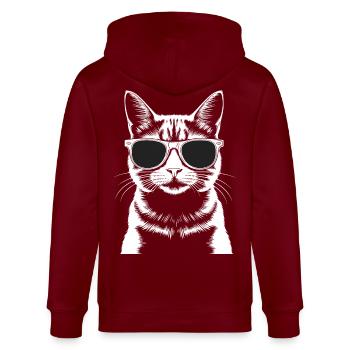 Cat with glasses - Stanley/Stella CULTIVATOR  Unisex Organic Hooded Jacket - burgundy - Back - Anna (173cm)
