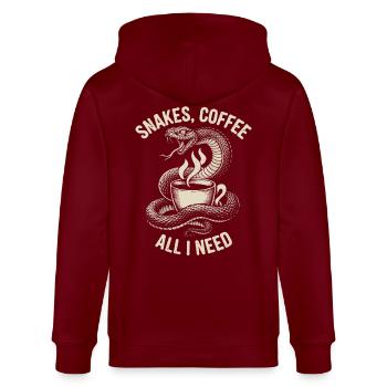 Lustiges Schlangen Kunst Schlange Kaffee Reptilien - Stanley/Stella Unisex Bio-Kapuzenjacke CULTIVATOR  - Burgunderrot - Hinten - Anna (173cm)