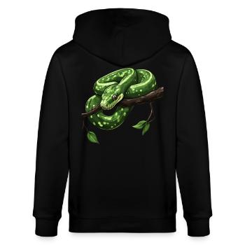Grüner Baumpython Schlangen Liebhaber Terrarium - Stanley/Stella Unisex Bio-Kapuzenjacke CULTIVATOR  - Schwarz - Hinten - Anna (173cm)