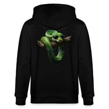 Grüner Baumpython Schlangen Liebhaber Terrarium - Stanley/Stella Unisex Bio-Kapuzenjacke CULTIVATOR  - Schwarz - Hinten - Anna (173cm)