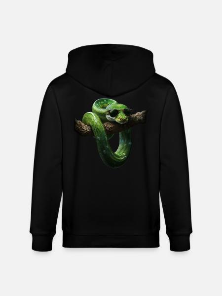 Grüner Baumpython Schlangen Liebhaber Terrarium - Stanley/Stella Unisex Bio-Kapuzenjacke CULTIVATOR  - Schwarz
