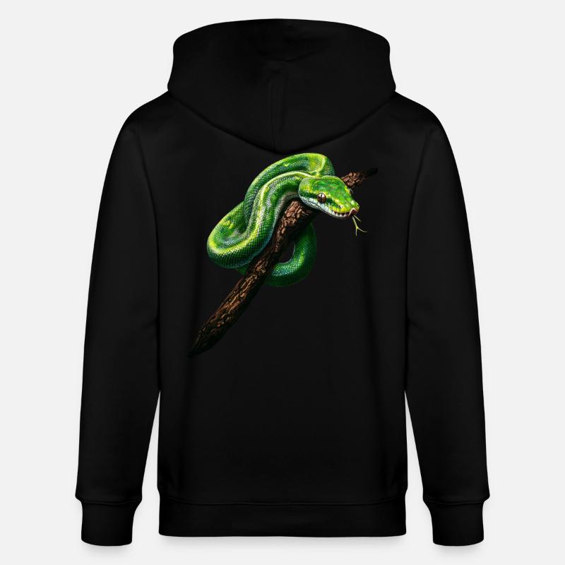 Grüner Baumpython Schlangen Liebhaber Terrarium - Stanley/Stella Unisex Bio-Kapuzenjacke CULTIVATOR  - Schwarz