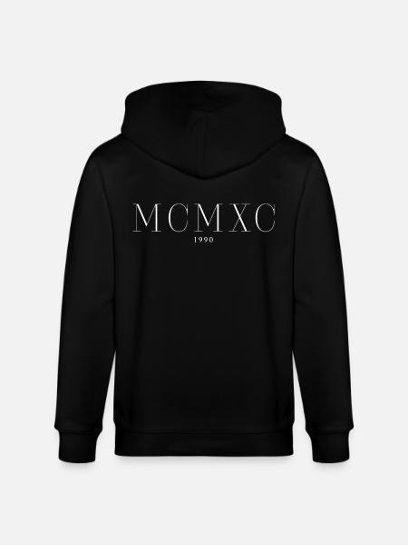 Roman Numeral Year of Birth Made in 1990 - Stanley/Stella CULTIVATOR Unisex Organic Hooded Jacket - black