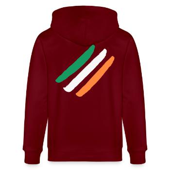 Irland / Irlandflagge - Diagonal - Stylish - Stanley/Stella Unisex Bio-Kapuzenjacke CULTIVATOR  - Burgunderrot - Hinten - Anna (173cm)