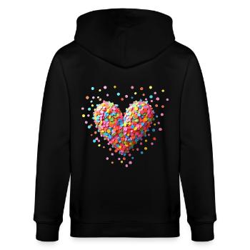 Konfetti Herz Karneval Kostüm Fasching Geburtstag - Stanley/Stella Unisex Bio-Kapuzenjacke CULTIVATOR  - Schwarz - Hinten - Anna (173cm)