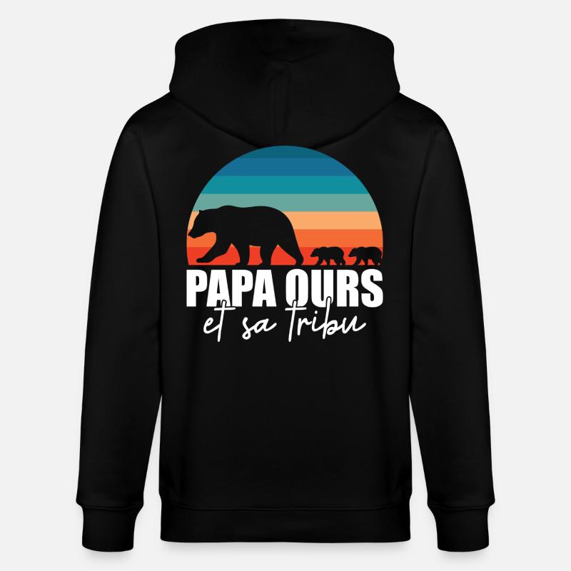 Papa ours - Petits ours - Veste à capuche bio CULTIVATOR Stanley/Stella Unisexe - noir