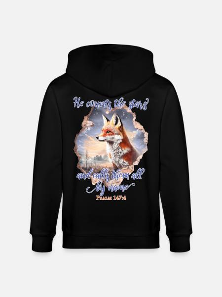 Fox Bible Verse Christian - Stanley/Stella CULTIVATOR Unisex Organic Hooded Jacket - black