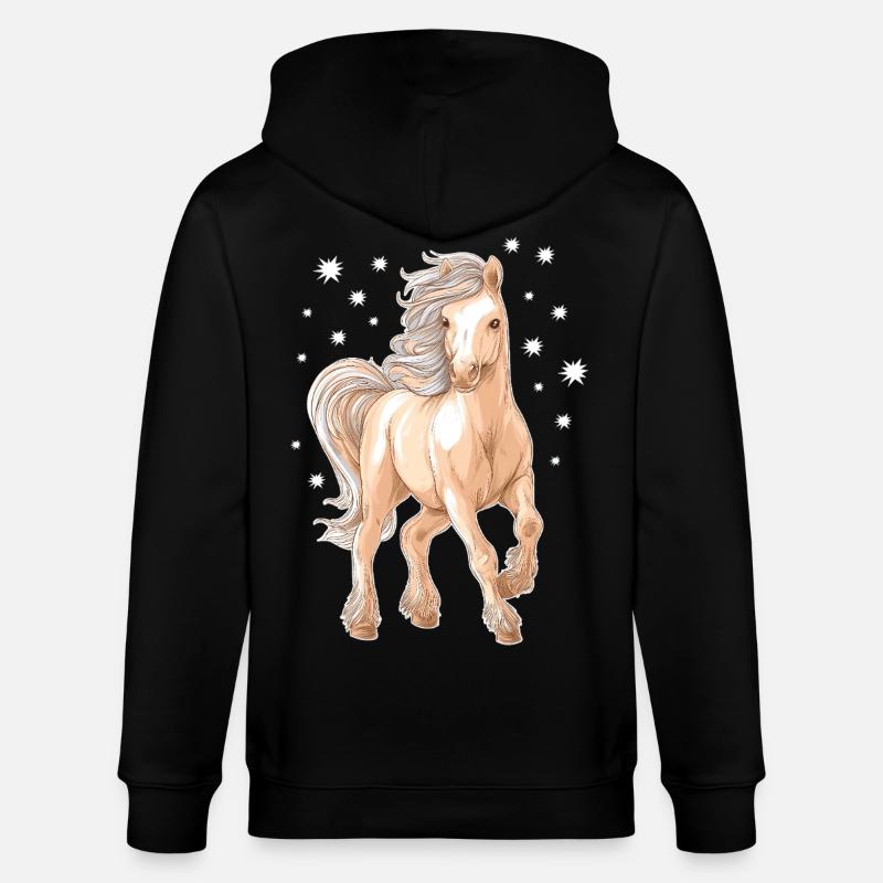 Pferd Pony - Stanley/Stella Unisex Bio-Kapuzenjacke CULTIVATOR  - Schwarz