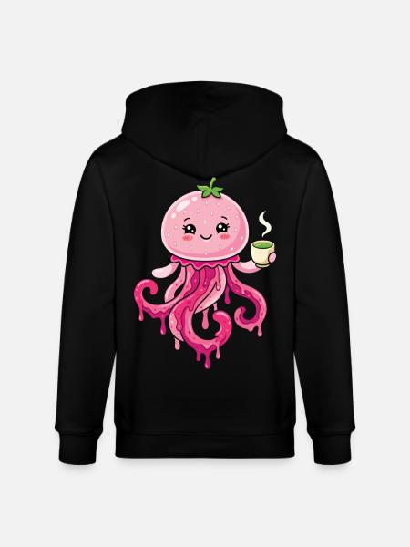 Kawaii Matcha Qualle süß - Stanley/Stella Unisex Bio-Kapuzenjacke CULTIVATOR  - Schwarz