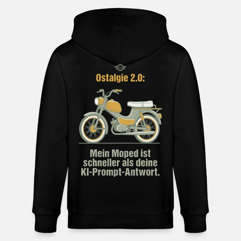 Ostalgie Moped. KI Prompt Spruch - Stanley/Stella Unisex Bio-Kapuzenjacke CULTIVATOR  - Schwarz