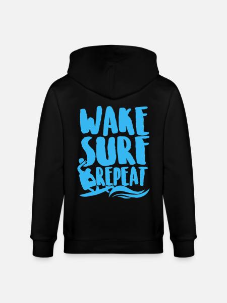 Surfing Wake Surf Repeat - Stanley/Stella CULTIVATOR  Unisex Organic Hooded Jacket - black