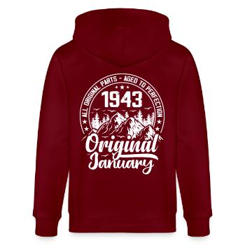 Januar 1943 Original 81 Jahre altes Geburtstagsgeschenk - Stanley/Stella Unisex Bio-Kapuzenjacke CULTIVATOR  - Burgunderrot - Hinten - Anna (173cm)