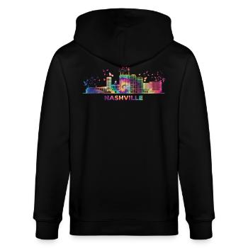 Nashvillian Skyline Nashville - Stanley/Stella Unisex Bio-Kapuzenjacke CULTIVATOR  - Schwarz - Hinten - Anna (173cm)