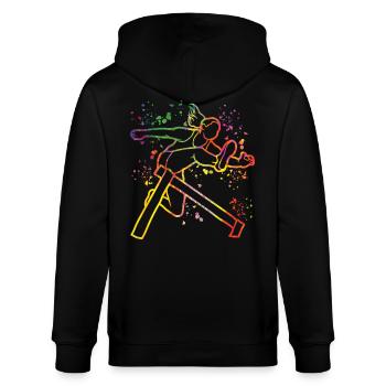Hürdenlauf Hindernislauf Kinder Hürdenlauf - Stanley/Stella Unisex Bio-Kapuzenjacke CULTIVATOR  - Schwarz - Hinten - Anna (173cm)