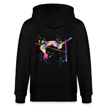 Hochspringer Wasserfarben Hochsprung - Stanley/Stella Unisex Bio-Kapuzenjacke CULTIVATOR  - Schwarz - Hinten - Anna (173cm)