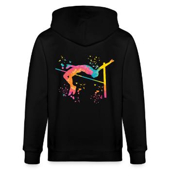Hochspringer Wasserfarben Hochsprung - Stanley/Stella Unisex Bio-Kapuzenjacke CULTIVATOR  - Schwarz - Hinten - Anna (173cm)