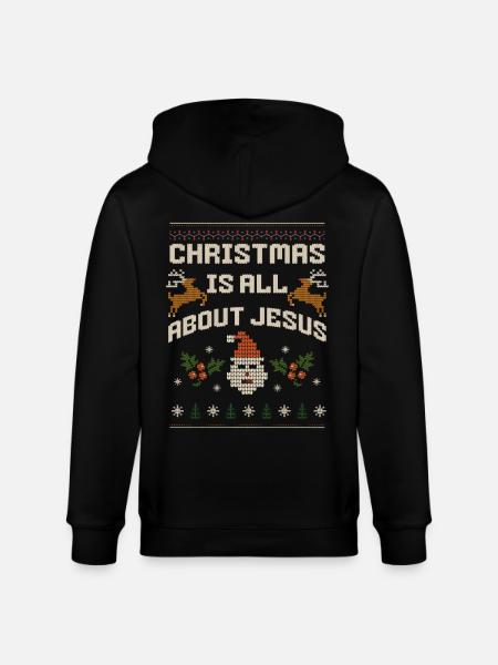 Christmas: All About Jesus - Stanley/Stella CULTIVATOR  Unisex Organic Hooded Jacket - black