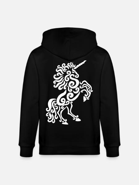 Einhorn Pferd (weiß) - Stanley/Stella Unisex Bio-Kapuzenjacke CULTIVATOR - Schwarz