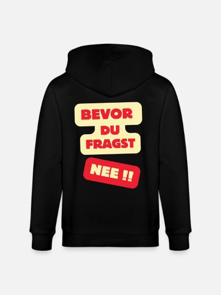 Bevor Du Fragst Nee Design - Stanley/Stella Unisex Bio-Kapuzenjacke CULTIVATOR  - Schwarz