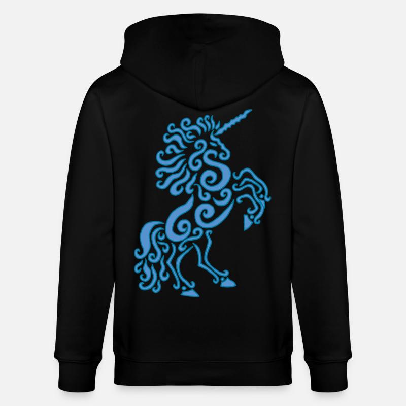 Blaues Einhorn Pferd - Stanley/Stella Unisex Bio-Kapuzenjacke CULTIVATOR - Schwarz
