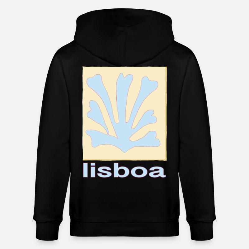Lisboa Palmenblatt Blau Retro - Stanley/Stella Unisex Bio-Kapuzenjacke CULTIVATOR  - Schwarz
