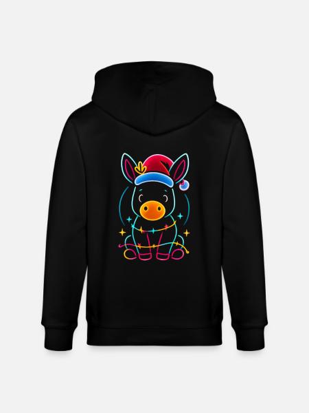 Donkey Elf Christmas Funny Gift - Stanley/Stella CULTIVATOR  Unisex Organic Hooded Jacket - black