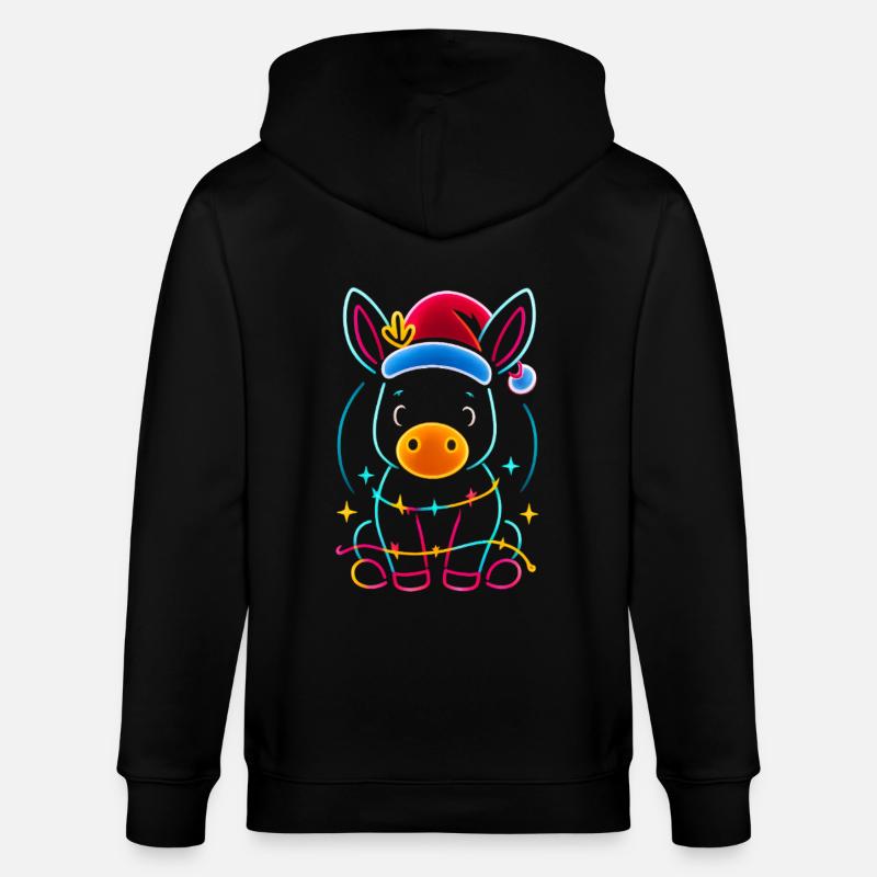 Donkey Elf Noël Drôle Cadeau - Veste à capuche bio CULTIVATOR Stanley/Stella Unisexe - noir