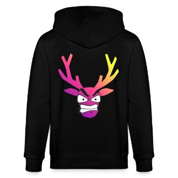Iridescent Furious Christmas Deer Head - Stanley/Stella CULTIVATOR  Unisex Organic Hooded Jacket - black - Back - Anna (173cm)