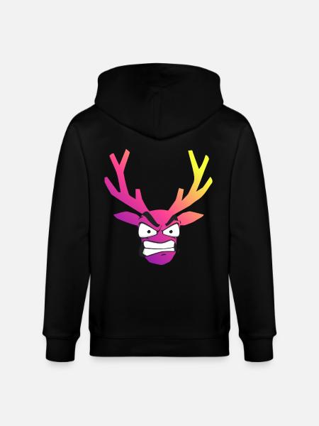Irisierender Wütender Weihnachtshirschkopf - Stanley/Stella Unisex Bio-Kapuzenjacke CULTIVATOR - Schwarz