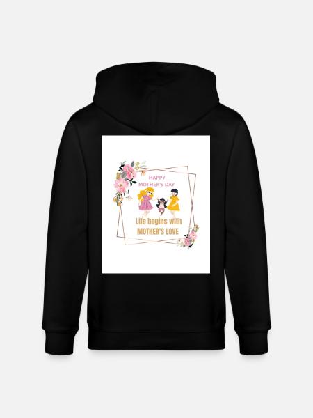 Mother's Love Floral Frame - Stanley/Stella CULTIVATOR Unisex Organic Hooded Jacket - black