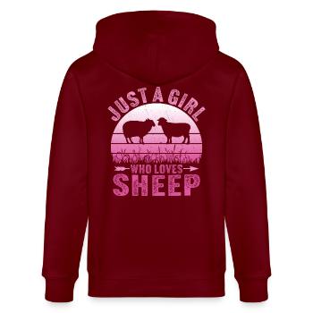 Just A Girl Who Loves Sheep - Stanley/Stella CULTIVATOR  Unisex Organic Hooded Jacket - burgundy - Back - Anna (173cm)