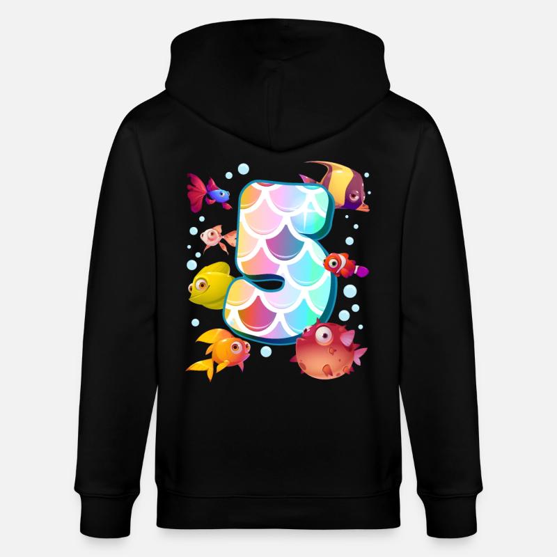 5e anniversaire | Rainbow Fish Anniversaire | - Veste à capuche bio CULTIVATOR Stanley/Stella Unisexe - noir