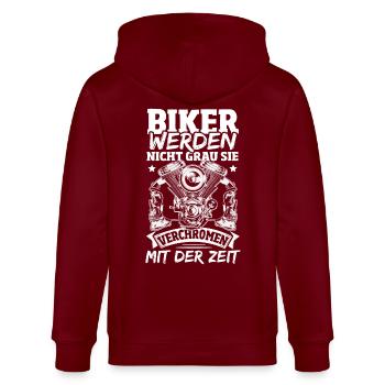 Biker Werden Nicht Grau Sie Verchromen Mit Der - Stanley/Stella Unisex Bio-Kapuzenjacke CULTIVATOR  - Burgunderrot - Hinten - Anna (173cm)