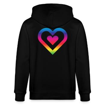 Cœur arc-en-ciel Homosexualité Amour LGBT - Veste à capuche bio CULTIVATOR Stanley/Stella Unisexe - noir - Dos - Anna (173cm)