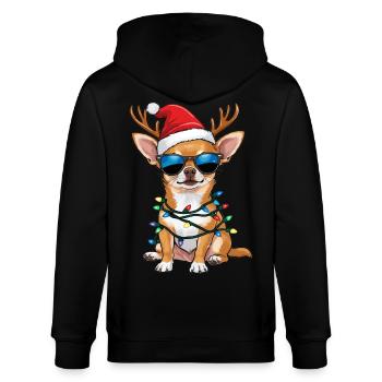 Christmas Chihuahua - Stanley/Stella Unisex Bio-Kapuzenjacke CULTIVATOR  - Schwarz - Hinten - Anna (173cm)