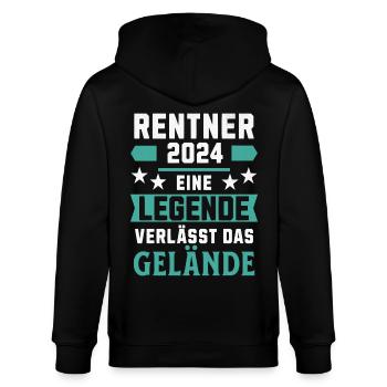 RENTNER 2024 EINE LEGENDE VERLÄSST DAS GELÄNDE - Stanley/Stella Unisex Bio-Kapuzenjacke CULTIVATOR  - Schwarz - Hinten - Anna (173cm)
