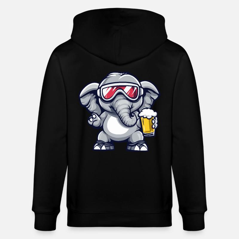 Elefant Apres Ski Bier - Stanley/Stella Unisex Bio-Kapuzenjacke CULTIVATOR - Schwarz