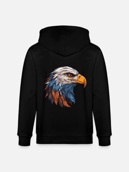 Eagle Portrait - Stanley/Stella CULTIVATOR  Unisex Organic Hooded Jacket - black
