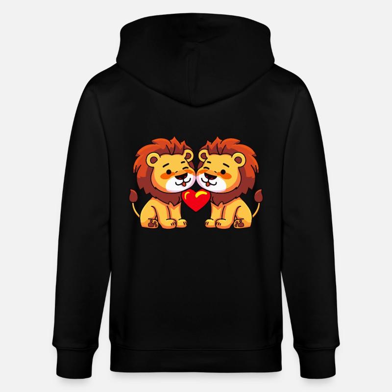 Löwe Paar Herz - Stanley/Stella Unisex Bio-Kapuzenjacke CULTIVATOR - Schwarz