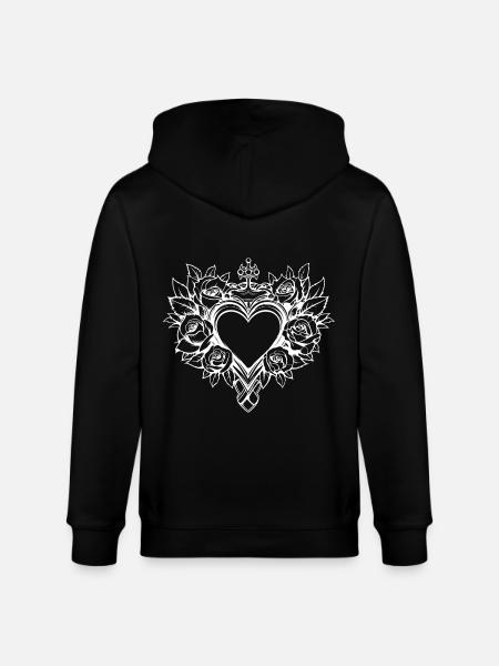 Heart Symbol Tattoo - Stanley/Stella CULTIVATOR  Unisex Organic Hooded Jacket - black