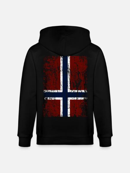 Norwegian flag upright (dark) - Stanley/Stella CULTIVATOR Unisex Organic Hooded Jacket - black