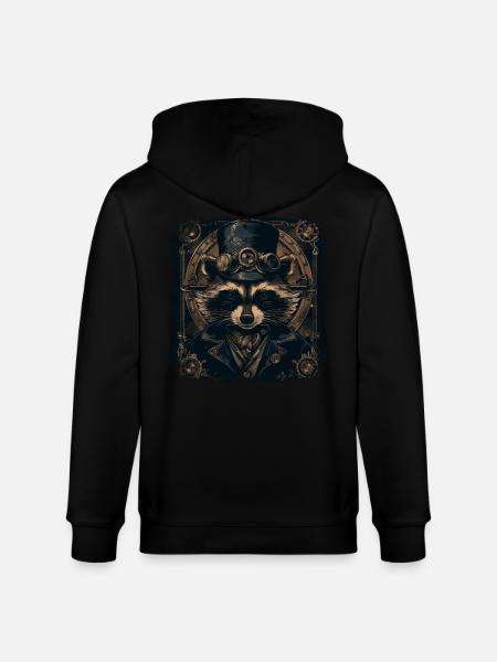 Cooler Steampunk Waschbär - Stanley/Stella Unisex Bio-Kapuzenjacke CULTIVATOR - Schwarz
