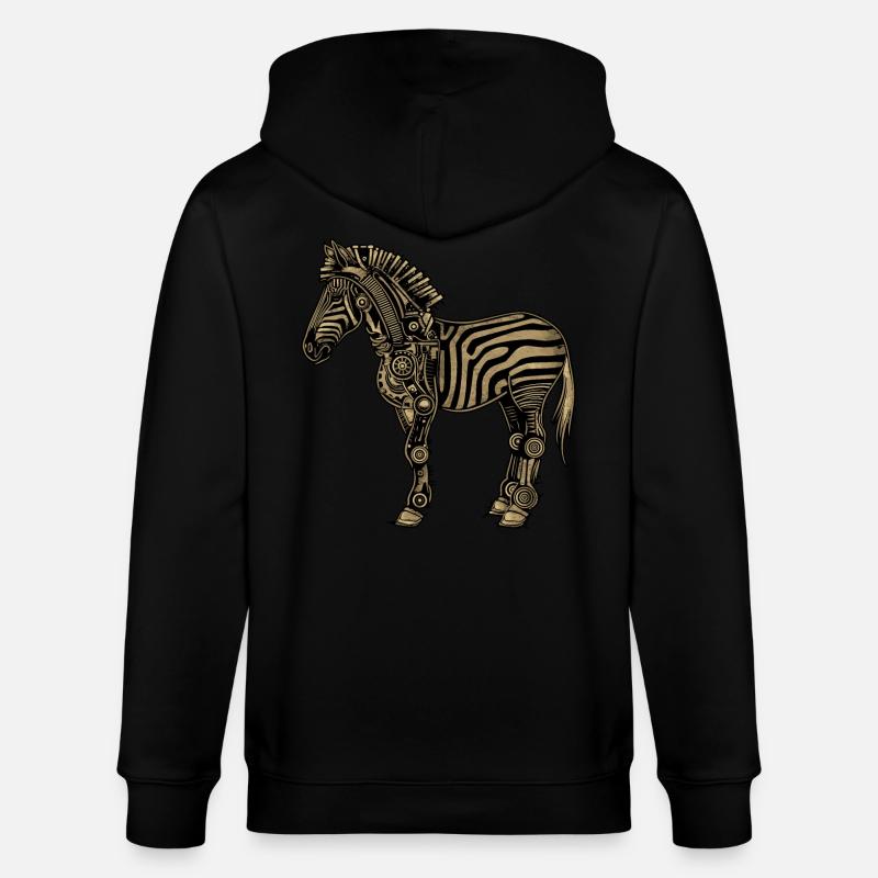 Zebra Steampunk - Stanley/Stella Unisex Bio-Kapuzenjacke CULTIVATOR  - Schwarz