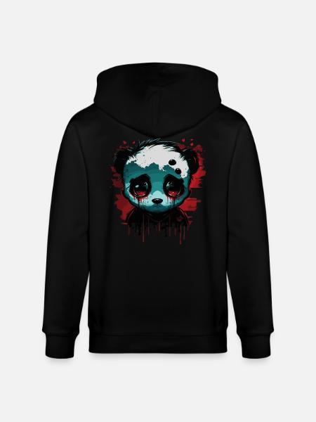 Panda mignon triste - Veste à capuche bio CULTIVATOR Stanley/Stella Unisexe - noir