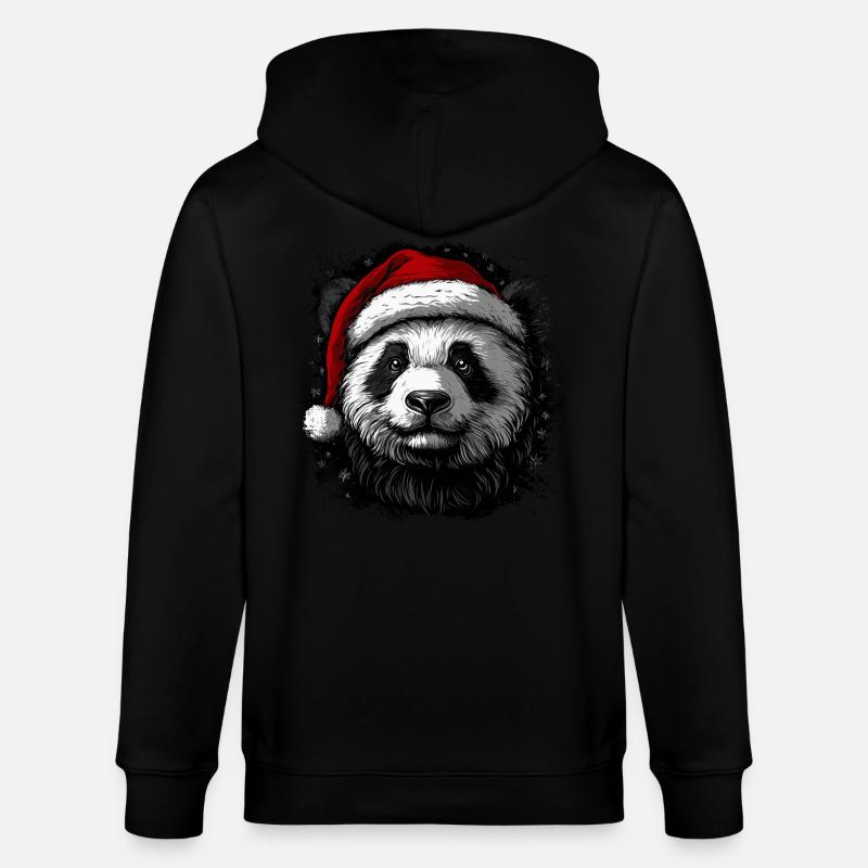 Weihnachtspanda - Stanley/Stella Unisex Bio-Kapuzenjacke CULTIVATOR  - Schwarz